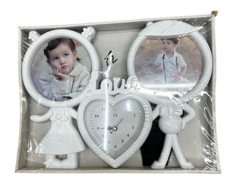 Foto colaj alb, cu ceas, "Love" 2 foto (36)