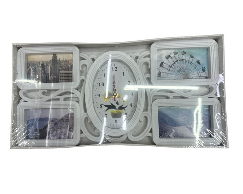 Foto colaj alb, cu ceas, 4 foto (16)