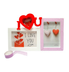 Фотоколлаж белый, " I love You " 2 фото + Декоскотч (48)