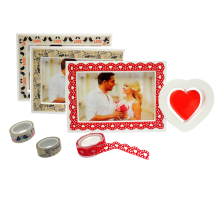 Фотоколлаж белый, "Сердечко" 1 фото + Декоскотч (72)