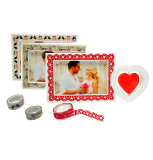 Foto colaj alb, "Inimioara" 1 foto + Banda decorativa (72)