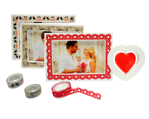 Foto colaj alb, "Inimioara" 1 foto + Banda decorativa (72)