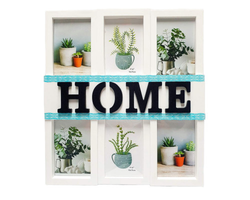 Foto colaj alb, "HOME" 6 foto + Banda decorativa (24)