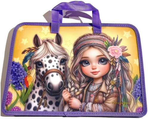 Папка на молнии, А4+, с ручками, 500мкм, цветная печать Р0222 (5/100)