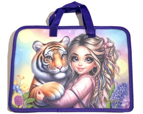 Папка на молнии, А4+, с ручками, 500мкм, цветная печать Р0223 (5/100)