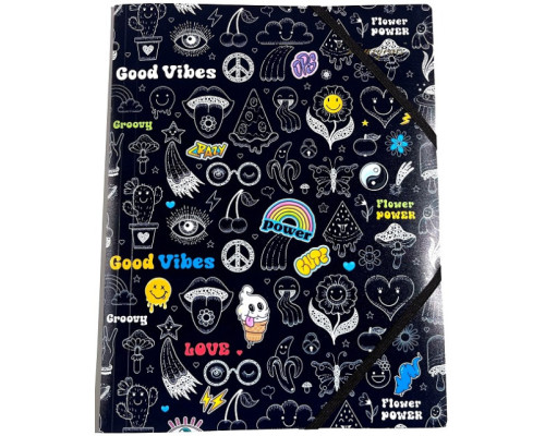 Папка на резинке, пластик. А4+ 400мкм, цветная печать, Р0219 (10/100)