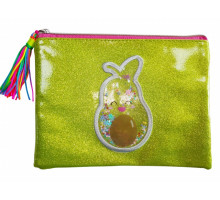 Папка на молнии, А4+, мягкая, зеленая с блестками WB-2047 (15/90)