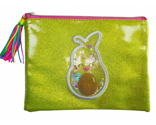 Папка на молнии, А4+, мягкая, зеленая с блестками WB-2047 (15/90)