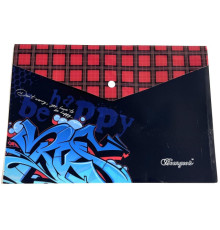 Папка конверт на кнопке, А4+, 160мкм, цветная печать, Р0207 (10/200)