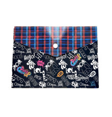 Папка конверт на кнопке, А5+, 160мкм, цветная печать, Р0211 (10/200)