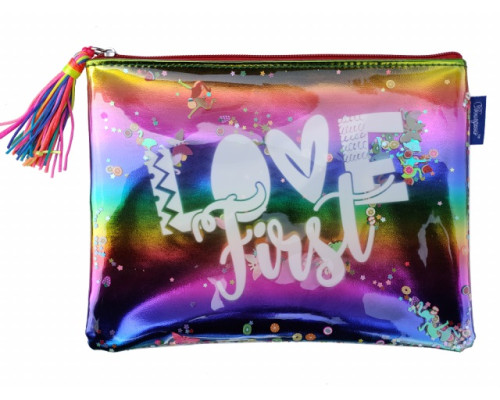 Mapa pe fermoar, A4+, moale, curcubeu cu sclipici, WB-2061 (15/90)