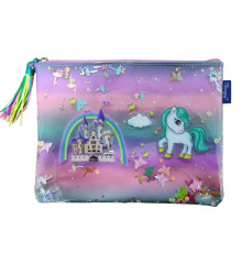 Папка на молнии, А4+, мягкая, розово-голубая с блестками WB-2061 (15/90)