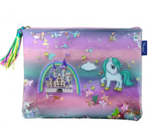 Mapa pe fermoar, A4+, moale, roz-albastru cu sclipici, WB-2061 (15/90)