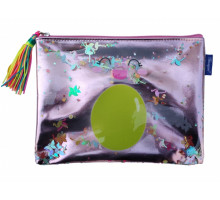 Mapa pe fermoar, A4+, moale, roz cu sclipici, WB-2061 (15/90)