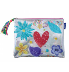 Папка на молнии, А4+, мягкая, серебро с блестками WB-2061 (15/90)