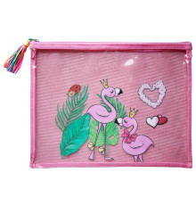 Mapa pe fermoar, A4+, flamingo roz transparent , WB-2122 (12/60)