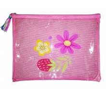 Mapa pe fermoar, A4+, flori roz transparent , WB-2122 (12/60)