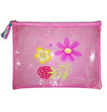 Mapa pe fermoar, A4+, flori roz transparent , WB-2122 (12/60)