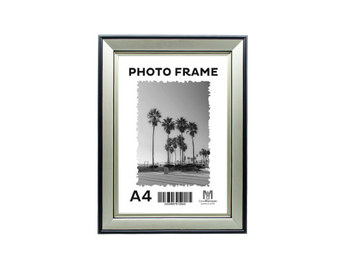 Фоторамка A4 серебро с черной полосой 33мм F3318-SB CM*0543