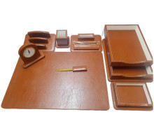 Set de birou Premium, 8 articole, piele eco maro deschis, PU108Y, S24-2 (3)