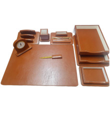 Set de birou Premium, 8 articole, piele eco maro deschis, PU108Y, S24-2 (3)