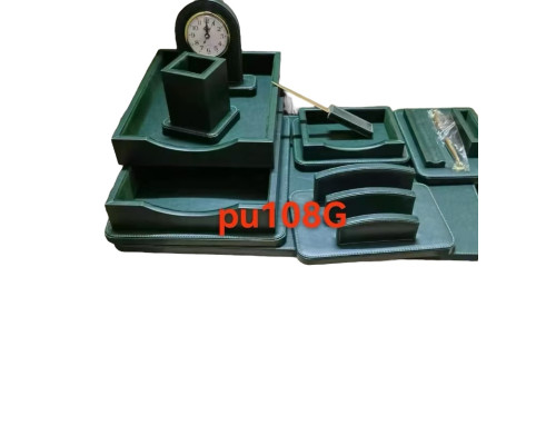 Set de birou Premium, 8 articole, piele eco verde, PU108G S24-3 (3)