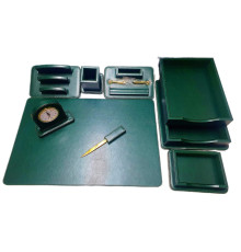 Set de birou Premium, 8 articole, piele eco verde, PU108G S24-3 (3)