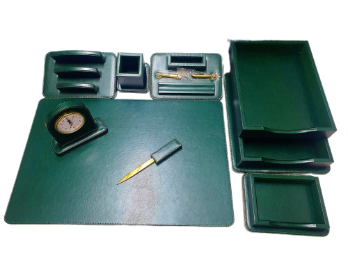 Set de birou Premium, 8 articole, piele eco verde, PU108G S24-3 (3) Set de birou Premium, 8 articole, piele eco verde, PU108G S24-3 (3)
