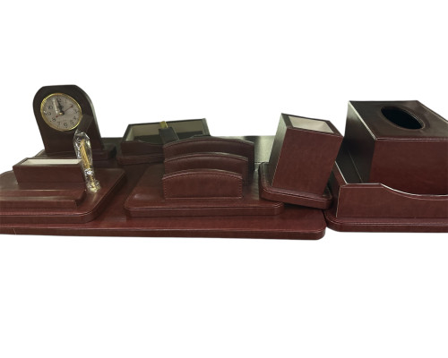 Настольный набор Премиум, 8 предметов, экокожа, коричневый, PU108 S24-4 (3)