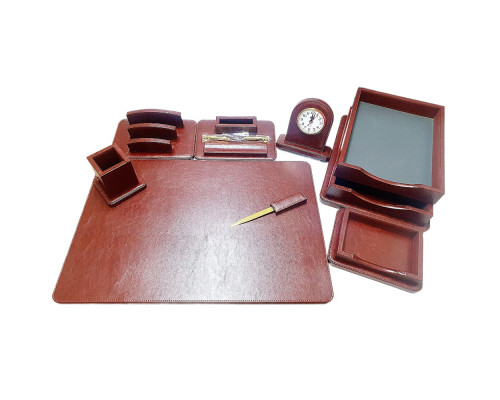 Set de birou Premium, 8 articole, piele eco maro, PU108 S24-4 (3) Set de birou Premium, 8 articole, piele eco maro, PU108 S24-4 (3)