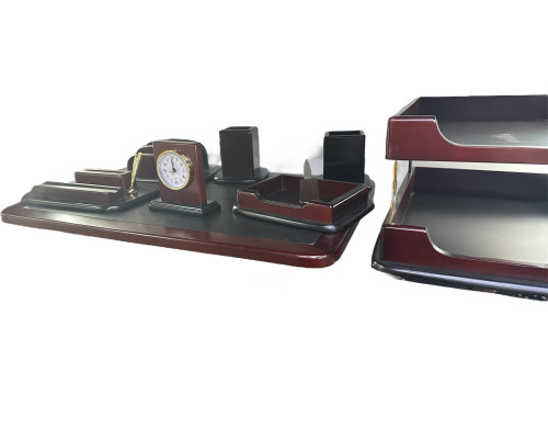 Set de birou Premium, 9 articole, piele eco, maro, PU108-9JH, S24-5 (3) Set de birou Premium, 9 articole, piele eco, maro, PU108-9JH, S24-5 (3)
