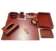 Set de birou Premium, 9 articole, piele eco, maro, PU108-9JH, S24-5 (3)