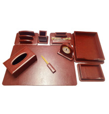 Set de birou Premium, 9 articole, piele eco, maro, PU108-9JH, S24-5 (3)