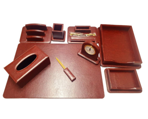 Set de birou Premium, 9 articole, piele eco, maro, PU108-9JH, S24-5 (3)