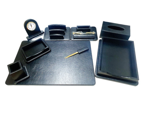 Set de birou Premium, 9 articole, piele eco, negru, S24-6 (3)