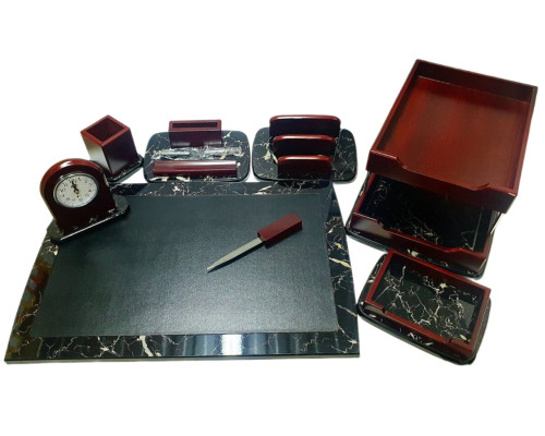 Set de birou Premium, 8 articole, lemn, marmura, BS398, S24-8 (3)