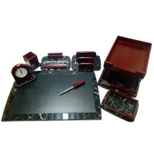 Set de birou Premium, 8 articole, lemn, marmura, BS398, S24-8 (3)