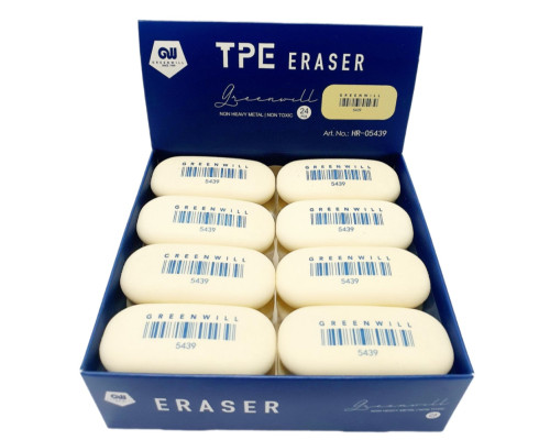 Ластик овальный белый, 5,5*2,8*1см, HR-05439 (24/576)