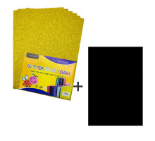 Foamiran cu sclipici, 20 * 30cm, 1.5mm. auriu, 10foi+1 cadou (120)
