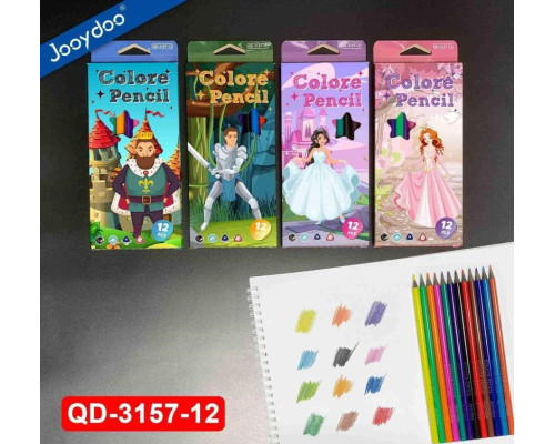 Карандаши 12 цв., гибкие, треугольные, QD-3157-12 (12/240)