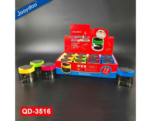 Точилка пластиковая, двойная с контейнером, JooyDoo QD-3516 (12/720)