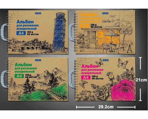Album acuarela A4, 40file pe spira 120гр. JooyDoo QD-13006-40-A4 (80)