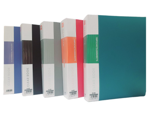 Папка пластик. А4, с 100 файлами,5 цв. ассорти DB100