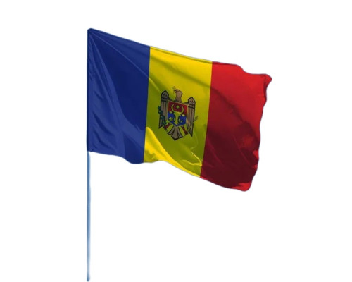 Флаг Республики Молдова 50x100см, ручной, 110гр/м2, полиэстер Флаг Республики Молдова 50x100см, ручной, 110гр/м2, полиэстер