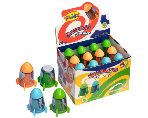 Ascutitoare cu container +radiera, Spaceship , asorti, in displai, 4856С, CLASS (24/720)