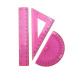 Set: rigla 15cm+ echer 11cm + raportor din plastic roz, 9-601-12, БАРВ (24)