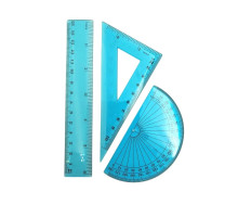 Набор: линейка 15см+ треугольник 11см +транспортир, син. пластик 9-601-06, БАРВ (24)