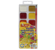 Краски акварельные с кисточкой, 12 цв., КР74, УМКА (24/96)