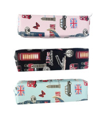 Пенал 1отделение 22x5cм "LONDON", ассорти, 1041 (12/600)