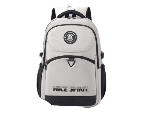 Рюкзак школьный, "NICE SPIRIT" 46*30*19см, серый, D6613# (60)
